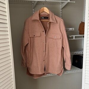 ZARA Dusty Rose Utility Shacket Jacket